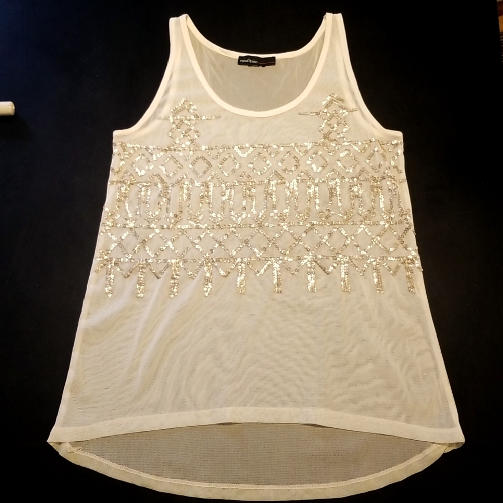 Sheer, GOLD Sequins TANK